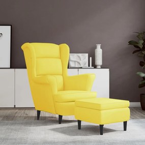 vidaXL Poltrona de descanso com banco veludo amarelo mostarda
