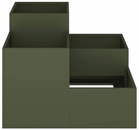 Jardineira vidaXL 80x80x60 cm Verde Oliva Aço
