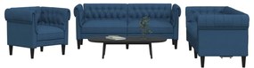 vidaXL 3 pcs conjunto de sofás tecido azul