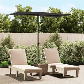 47334 vidaXL Guarda-sol de exterior com mastro alumínio 180x110 cm preto