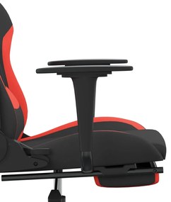 Cadeira de gaming com apoio de pés tecido preto e vermelho