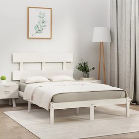 Estrutura de cama super king 180x200 cm madeira maciça branco