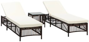 Conjunto de 2 Espreguiçadeiras de Jardim Espreguiçadeiras de Vime Sint