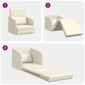 Sofá Cama de Piso 2-em-1 Creme 65x80x83 cm Veludo