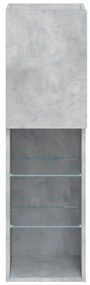 Móveis de TV com luzes LED 2 pcs 30,5x30x102cm cinzento cimento