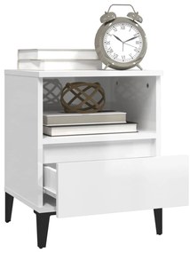 Mesa de cabeceira 40x35x50 cm branco brilhante