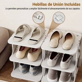 Organizador de sapatos empilhável com 6 níveis em Plastico 27,5 x 24,5 x 76,5 cm, estante estreita vertical, economiza espaço, montagem sem ferramenta