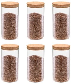 Frascos de vidro com tampas de cortiça 6 pcs 1100 ml