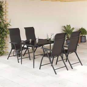 Cadeiras de jardim dobráveis 4 pcs vime PE cor preto café