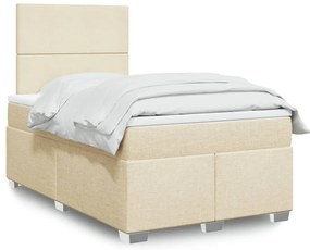 Cama boxspring com colchão 120x190 cm tecido cor creme