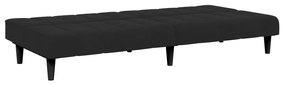 Sofá-cama 2 lugares c/ apoio de pés veludo preto