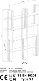 Estante "Nero" - Preto - 125x180x28cm - Design Moderno