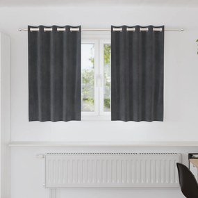 Cortinas Blackout com Ilhós 2 pcs Veludo Cinza Claro