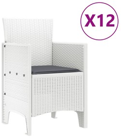 Conjunto de Jantar para Jardim de 13 Peças com Almofadas Rattan Branco
