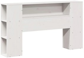 Cama com estante sem colchão 160x200 cm pinho maciço branco