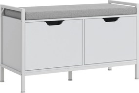 Banco Sapateira para Entrada com Assento Almofadado Amovível para 4 Pares de Sapatos 84x35x50 cm Branco