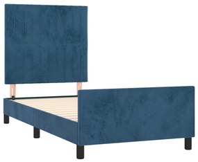 Estrutura de cama c/ cabeceira 100x200 cm veludo azul-escuro