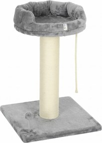 PawHut Arranhador Árvore para Gatos Cama para Gatos, 1 Cama para Gatos, incl. Brinquedo para Gato, 55 cm x 55 cm x 83 cm, Cinza | Aosom Portugal