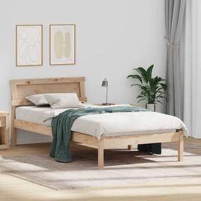 vidaXL Estrutura da Cama com luzes de tira LED com cabeceira Castanho 90 x 190 cm