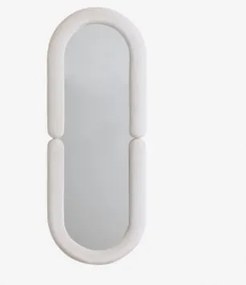 Espelho De Parede Oval 60x160 Cm Em Veludo Santes Branco Quebrado - Sklum