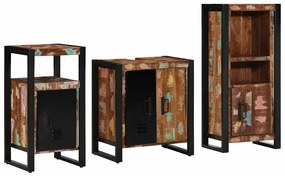vidaXL Conjunto de Móveis para Banheiro com prateleira com armazenamento com porta 3 pcs