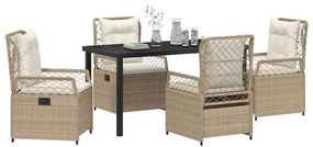 Conjunto de Jantar de Jardim de 5 Peças em Rattan Sintético Bege