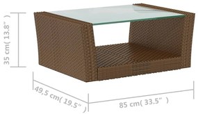 16 pcs conjunto lounge jardim c/ almofadões vime PE castanho