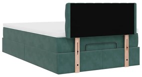 Estrutura de cama otomana com colchão verde escuro veludo