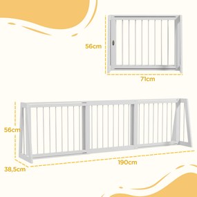 Barreira de segurança para cães - barreira de proteção retrátil de 3 painéis, 71-190 cm, em madeira - branca