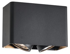 Foco de superfície de design preto GU10 70mm 2-luzes giratório e inclinável - Vox Design
