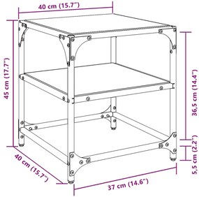 Mesas de centro c/ topo vidro transparente 2 pcs 40x40x45cm aço