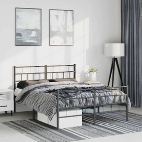 vidaXL Estrutura de cama com cabeceira e pés 150x200 cm metal preto