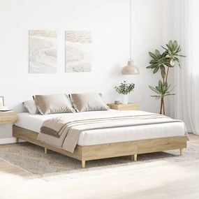 Estrutura cama sem colchão 150x200 cm carvalho sonoma