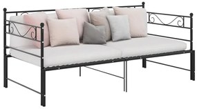 Estrutura sofá-cama de puxar 90x200 cm metal preto