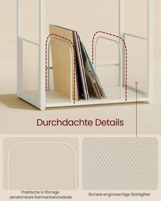 Armario para gira-discos 30 x 43 x 69 cm com 3 prateleiras para um máximo de 100 álbuns branco vintage