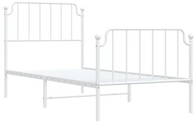 Estrutura de cama com cabeceira e pés 90x190 cm metal branco