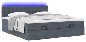 Estrutura cama otomana colchões 180x200 cm cinzento escuro