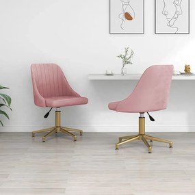 vidaXL Cadeiras de jantar giratórias 2 pcs veludo rosa
