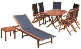 vidaXL 9 pcs conjunto de jantar jardim c/ almofadões acácia maciça