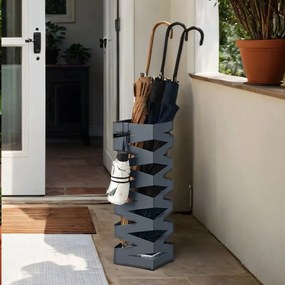 Suporte para guarda-chuvas quadrado 15,5 x 15,5 x 49 cm cinzento