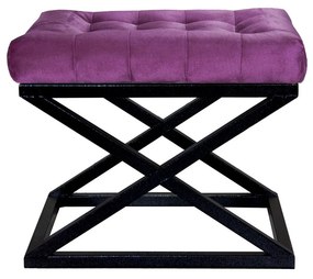 Pouffe Capraz – Preto e Roxo – 50 cm x 42 cm x 40 cm