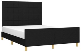 Estrutura de cama sem colchão 140x190 cm tecido preto