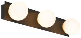 Candeeiro de parede moderno preto 48 cm IP44 3 luzes - Cederic Moderno