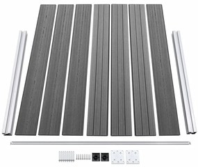 Conjunto painel de cerca 353x146 cm WPC cinzento