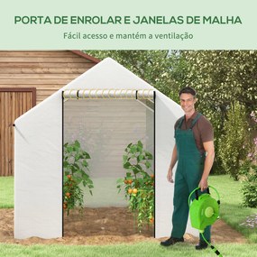 Estufa tipo Túnel 2x3x2 m Estufa de Exterior com 4 Janelas de Malha e Porta com Fecho de Correr Estufa para Cultivos Anti UV Branco