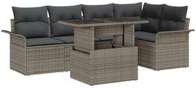 Conjunto de Sofás de Jardim vidaXL 6 Peças com Almofadas Rattan Poliés