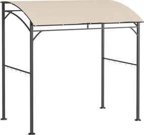 Outsunny Pavilhão para Churrasco, Cobertura para Churrasqueira, Proteção contra Chuva, Ganchos para Utensílios, Estrutura de Aço, Bege+Preto, 215 x 150 x 182/220 cm | Aosom Portugal