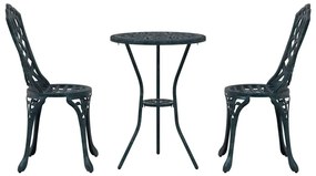 Conjunto de Bistro de Jardim 3 Peças vidaXL Verde em Alumínio Fundido