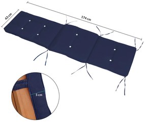 Almofada para espreguiçadeira (NÃO INCLUÍDA) 196 x 55 x 5 cm Azul