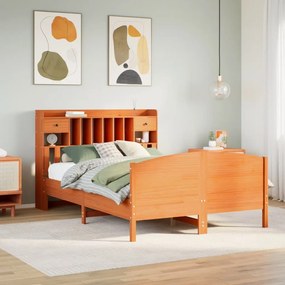 Cama com estante sem colchão 150x200 cm pinho maciço